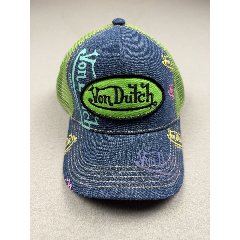 Von Dutch Navy Blue Denim Apple Logo Trucker Kid's Hat Girls Style# VDKTH-014